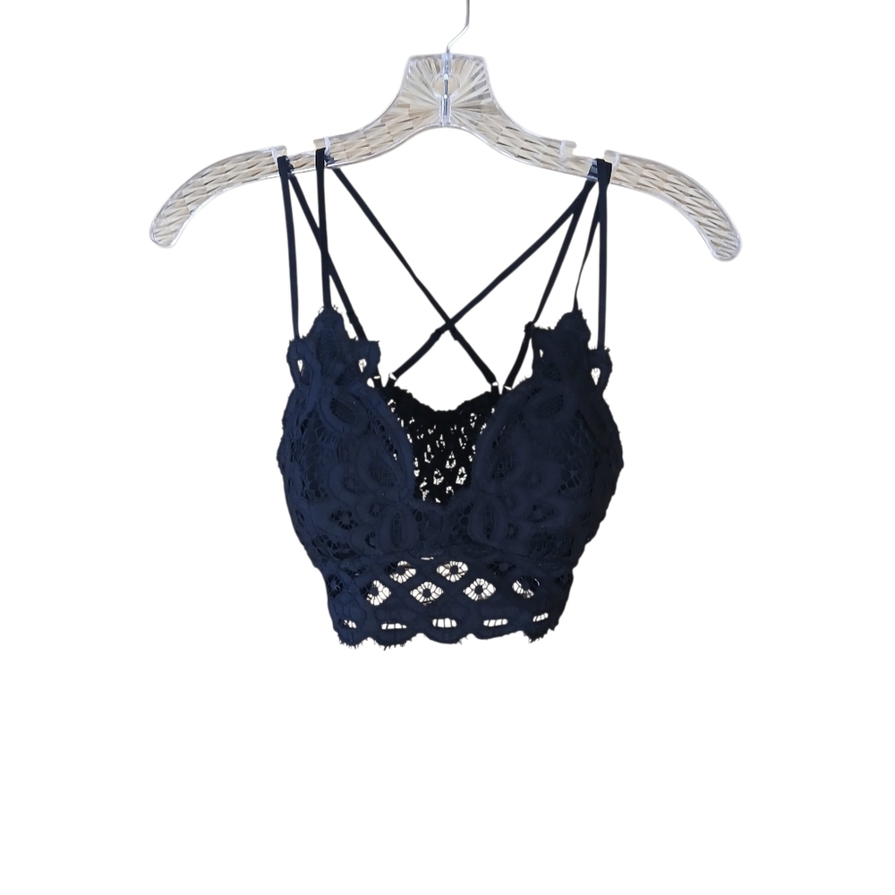 Anemone Black Lace Cross Back Bralette Small